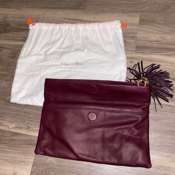 India Hicks Leather Tassel Clutch